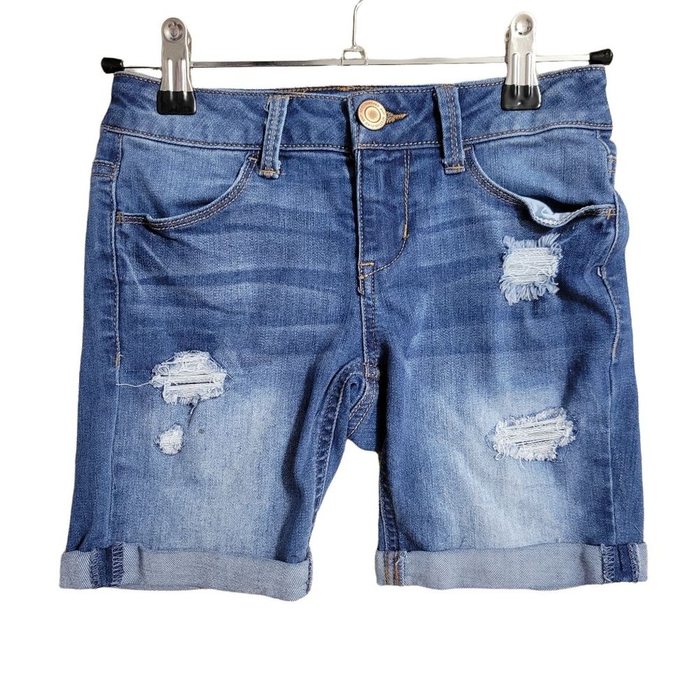 Kohls SO Girls Size 8 Medium Wash Cuffed Denim Shorts 1092